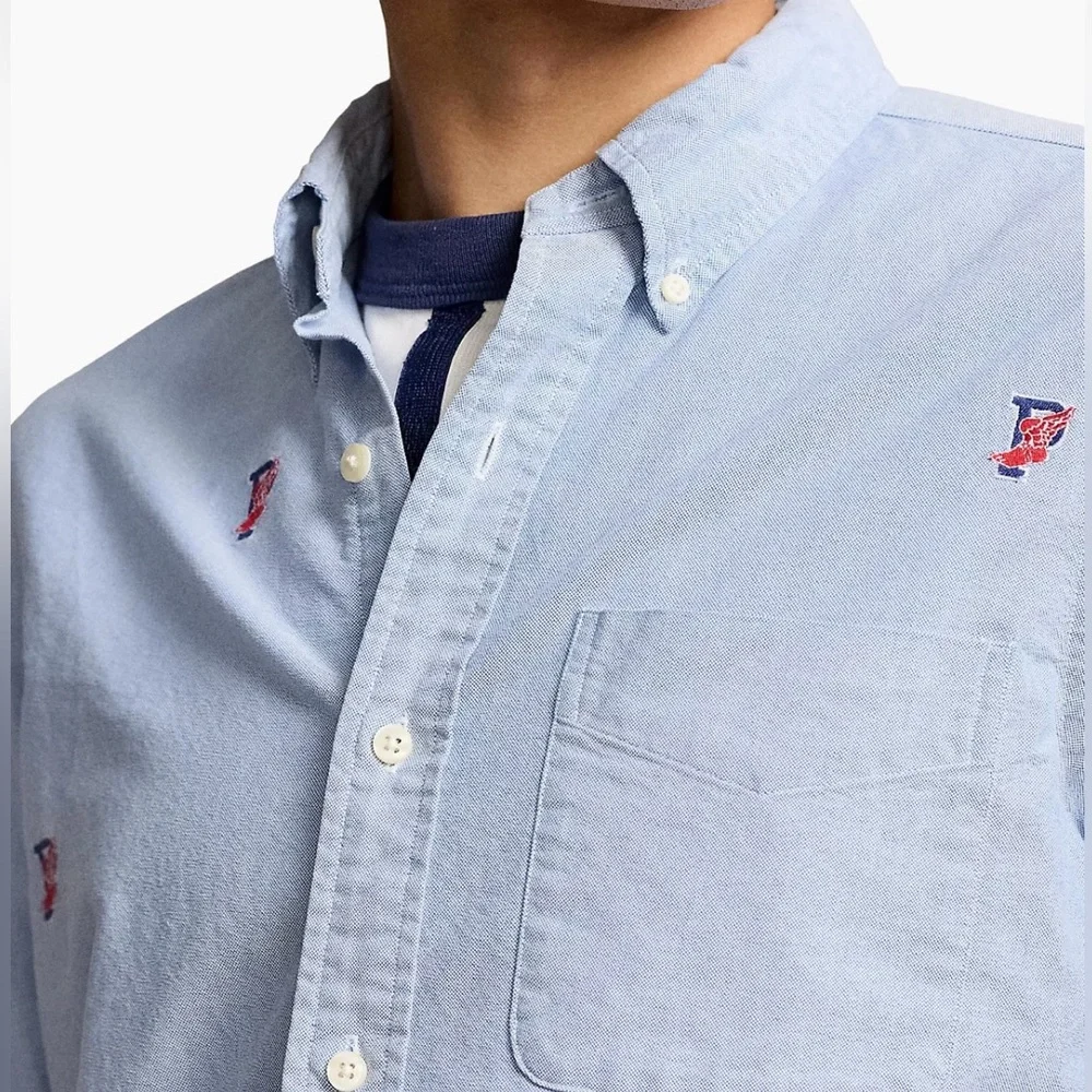 VERY RARE HARD TO FIND POLO RALPH LAUREN P-WING LOGO OXFORD SHIRT - Picture 4 of 11